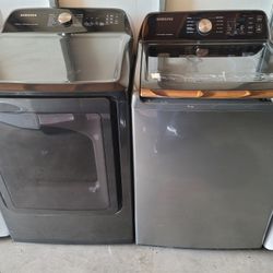New Samsung Top Loading Washer And Electric 220volt Dryer Set In Black 