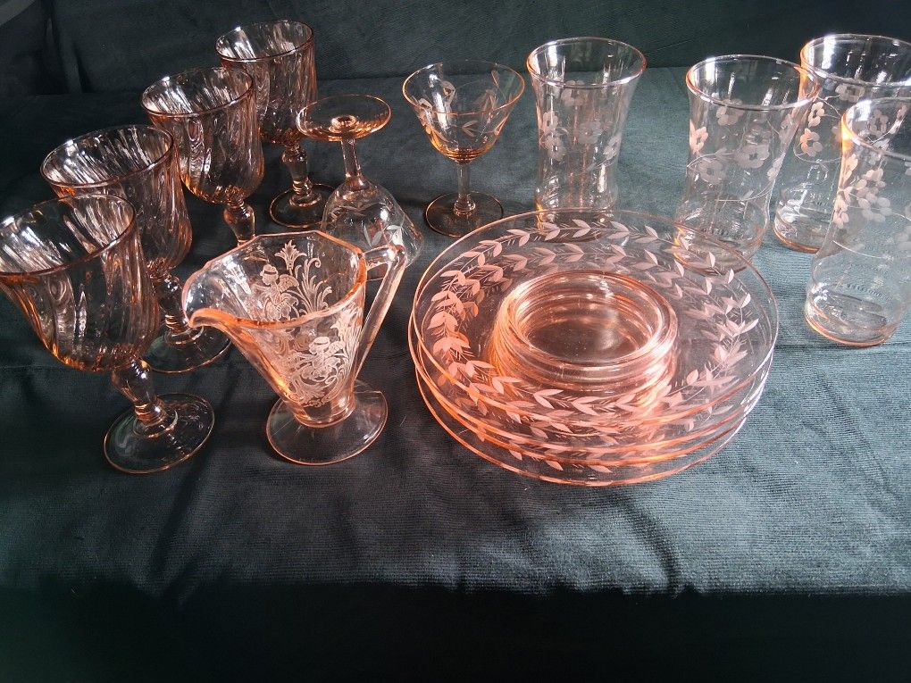 Vintage Pink Depression Glass