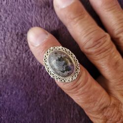 Vintage 50'S Oval Eudialyte Gemstone Statement Ring Size 7.5 Weight 8 Grams 