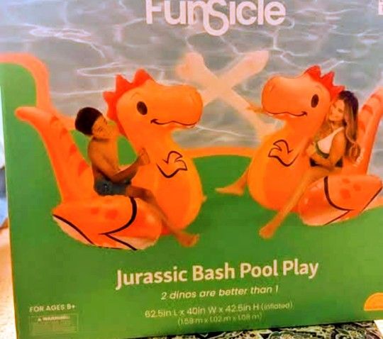 New In Box. 2 BIG INFLATABLE DINOSAURS W/ 2 INFLATABLE BONES. FUN FOR ALL. GREAT FOR THE POOL. KIDS/ ADULTS. SEE PHOTOS. CASH PICKUP ONLY