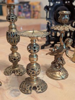 vintage ornate brass candle holders
