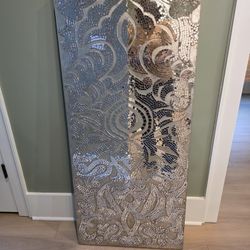Pier 1 Champagne Damask Mirrored Wall Panel Decor