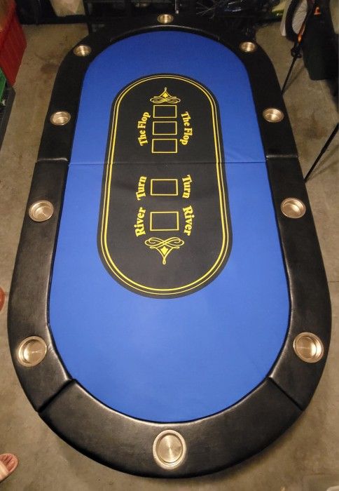 Folding Barrington 10 Player Blue Poker Table with table storage bag