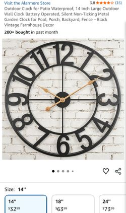 Wall Clock, 14 in Small Wall Clocks Battery Operated, Vintage Retro Mid Century Decorative Metal Clock Silent Non Ticking for Living Room Decor-Black