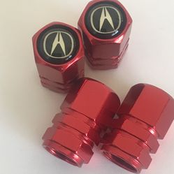 Tire valve caps for Acura cars red