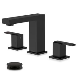 KENES Black Widespread Bathroom Faucet 3 Hole Bathroom Sink Faucet Matte Black Two Handle, 8-Inch 3 Pieces Bathroom Vanity Faucet With Pop Up Drain & 