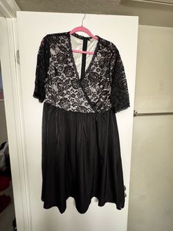 Black Lace Bodice Midi Dress