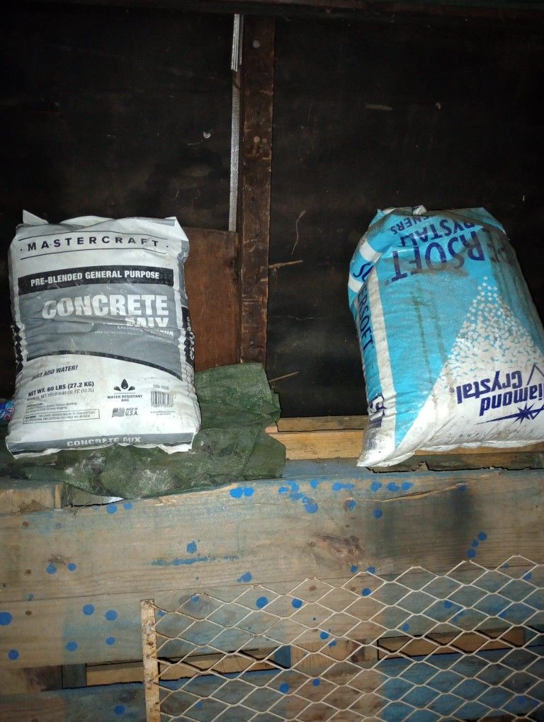 bag of salt, and a bag of concrete