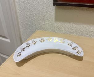 Vintage Gold Floral Crescent Moon Jewelry Dish/Art Nouveau Decor/Made in Germany 