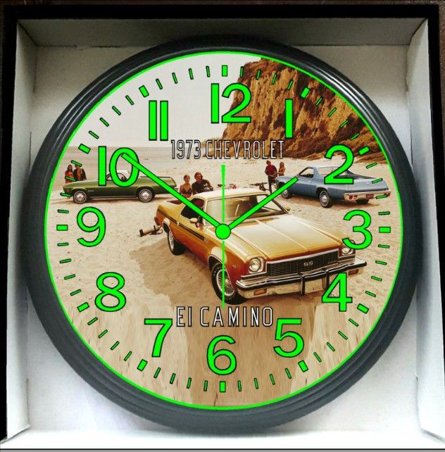 1973 Chevy Chevrolet El Camino Glow In The Dark Wall Clock New!