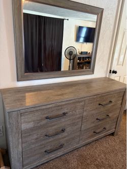 Dresser, mirror, and end table set