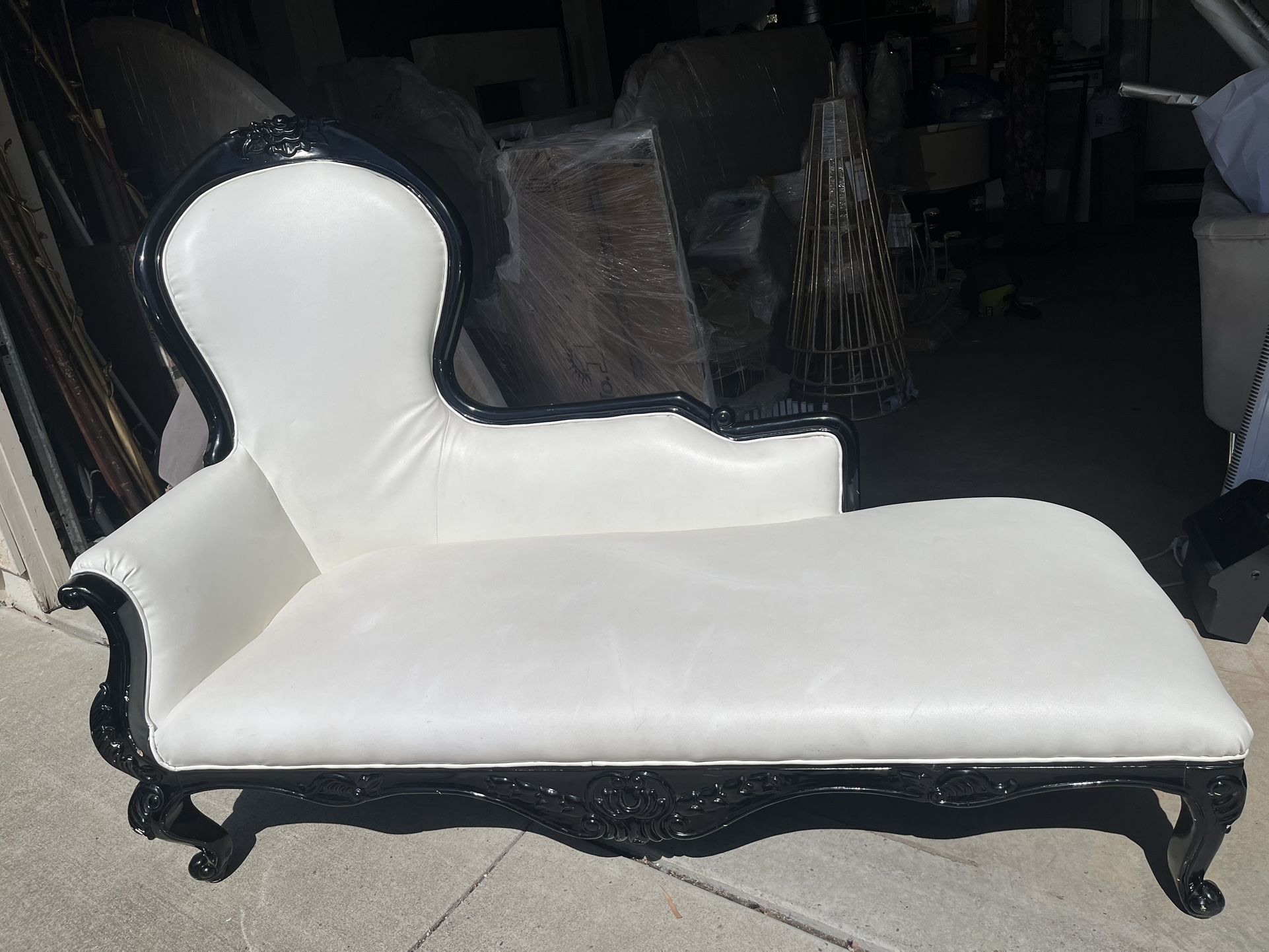 Black Trim Ivory Leather Sofa