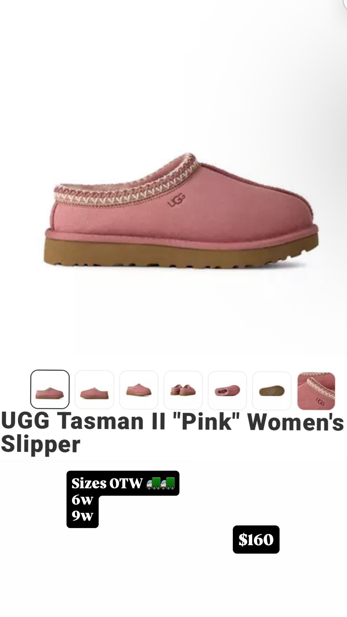 Sizes 8w & 9w UGG Tasman II "Pink" Women's Slipper