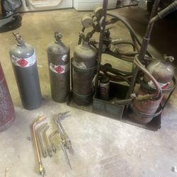 Complete Oxy-Acetylene Torch Kit w/ Cart & 5 Tanks - Victor Style