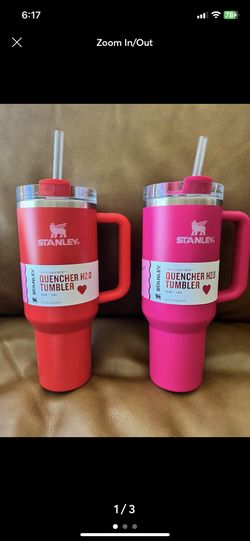 Stanley 40 oz Stainless Steel H2.0 Flowstate Quencher Tumbler Cosmo Pink & Red