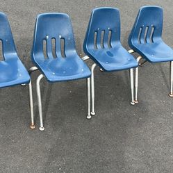4 Plastic And Metal Kids Chairs 14 Inch High