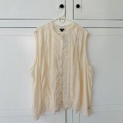 Torrid Whisper White Challis High Low Eyelet Hem Tank Top Size 5X