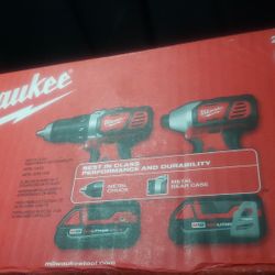 MILWAUKEE 2691-22 18V M18 LITHIUM-ION CORDLESS 2-TOOL COMBO KIT WITH 1/2" COMPACT DRILL/DRIVER AND 1/4" HEX IMPACT DRIVER 1.5 AH

