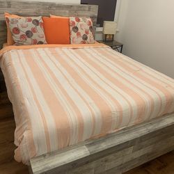 Like new Queen bed frame with simple headboard, footboard