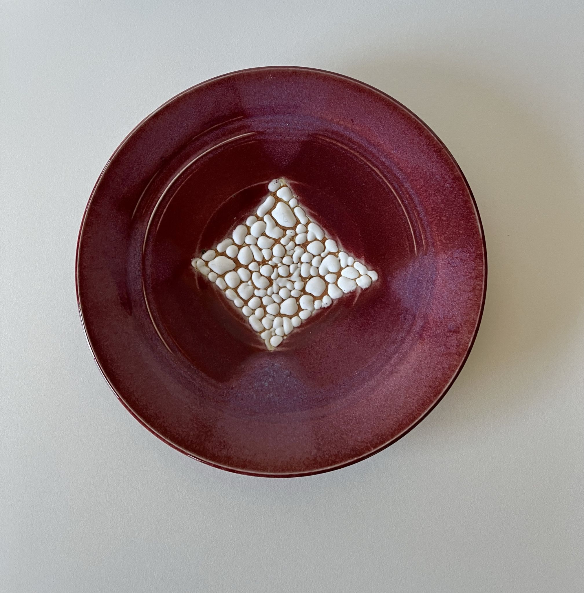 Hand-thrown Ceramic Plate With White Crawl