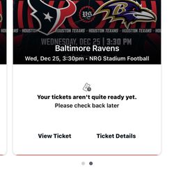 Texans vs Ravens Hot Deal!!! $350