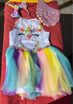Girls Unicorn Costume Dress with Accessories