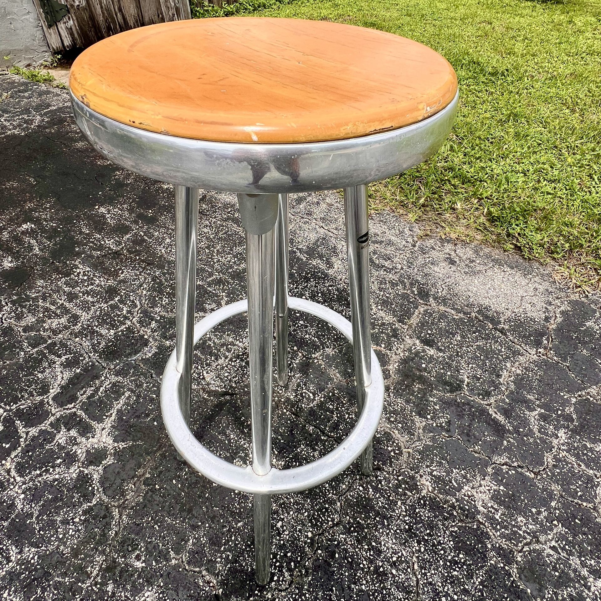 Indecasa Aluminum And Wood Stool