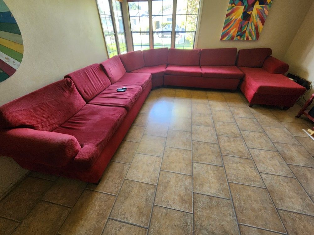 Big Red Sectional Couch Sofa