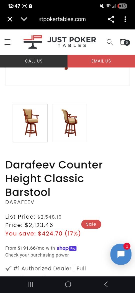 Set Of 2 Solid Wood Bar Stool