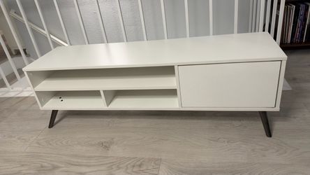 White Mid-Century Modern TV Stand