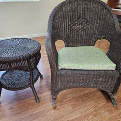 Rattan Chair with Table