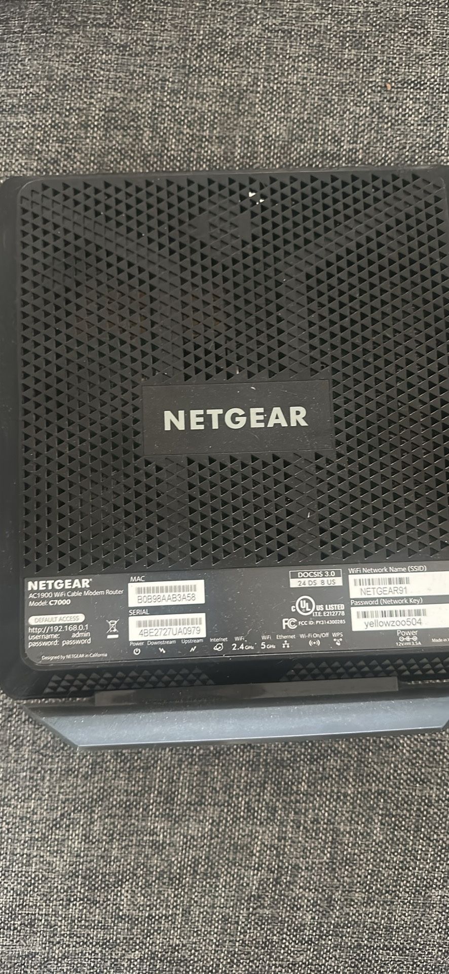 NETGEAR Nighthawk AC1900 Router (No Power Adapter)