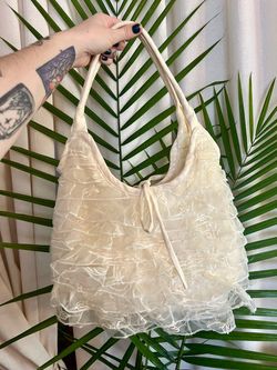Ruffled lace trim shoulder bag purse