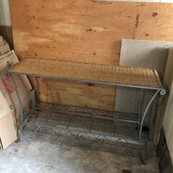 Wicker/metal console table