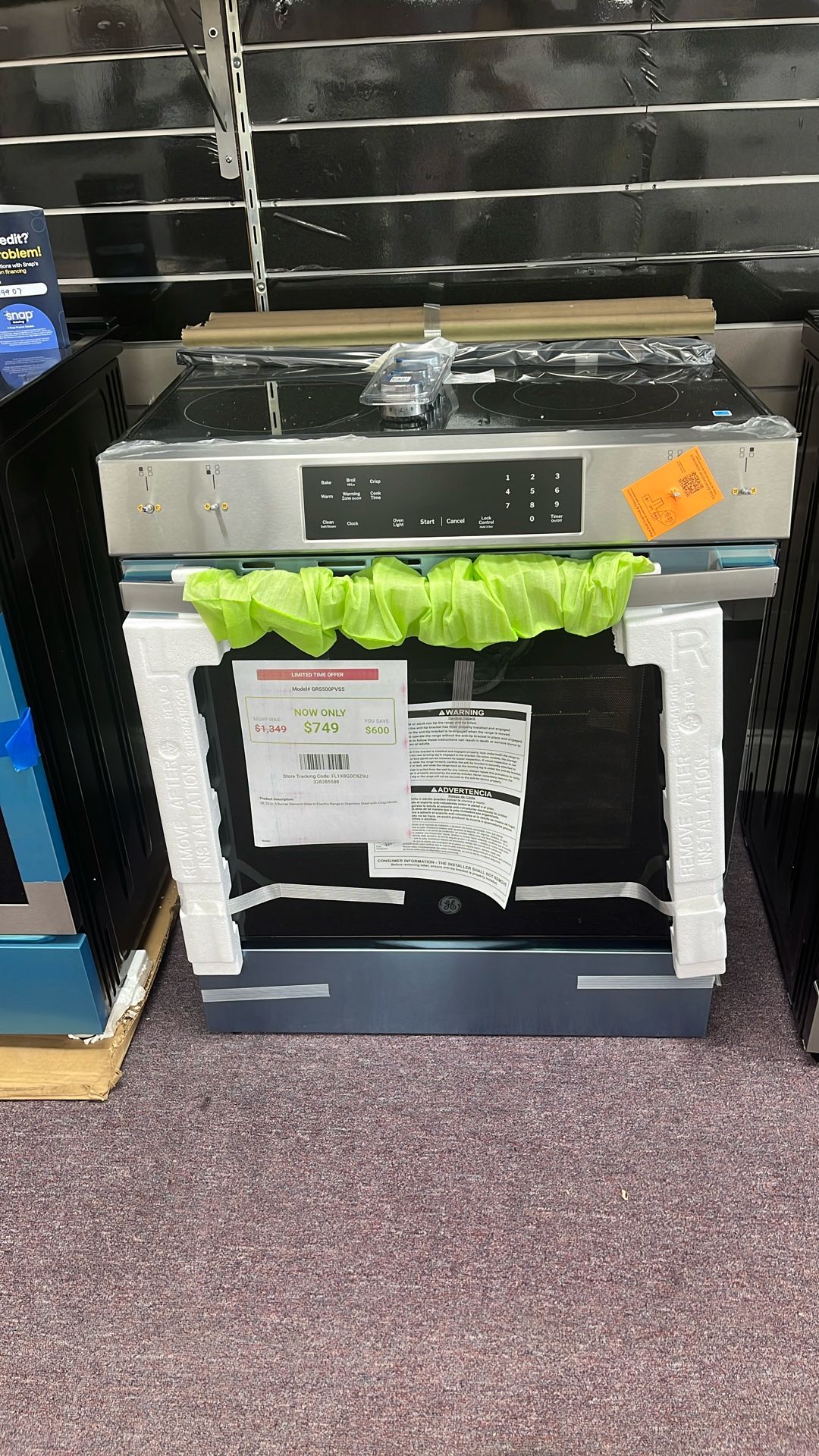 Stove Stainless Steel Slide In New Open Box