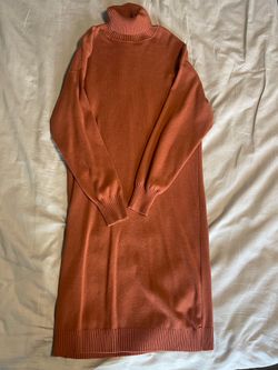 Zara Cozy Turtleneck Sweater Dress - Rust Orange
