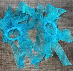 Set of 2 Blue Hair Ties with Tulle Streamers