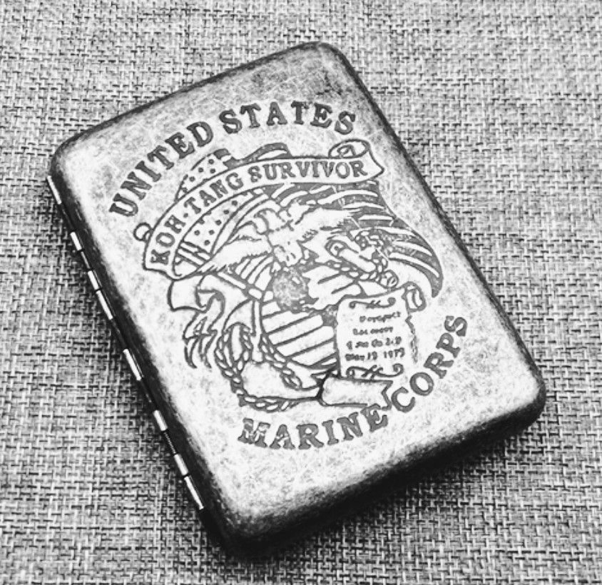 Vintage Silver Colored Cigarette Case US Marine Corps Price Firm
