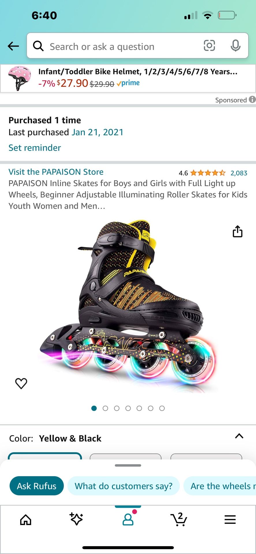 PAPAISON Inline Skates for Boys and Girls with Full Light up Wheels, Beginner Adjustable. Roller