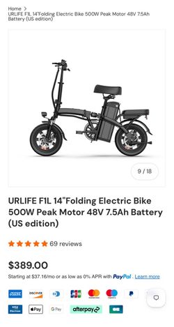 URLIFE F1L Folding Electric Bike 500W 48V