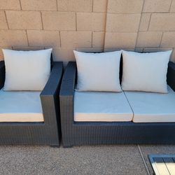 Patio loveseat and chair wicker