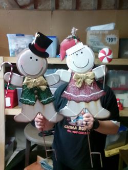 Set of decorative Christmas yard stakes