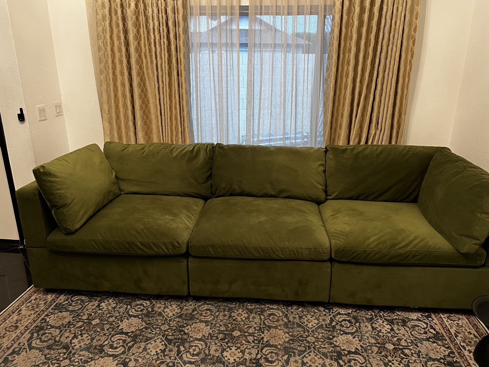 Olive Green Velvet Couch/sectional