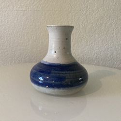 SMALL Studio Pottery Vase Blue White