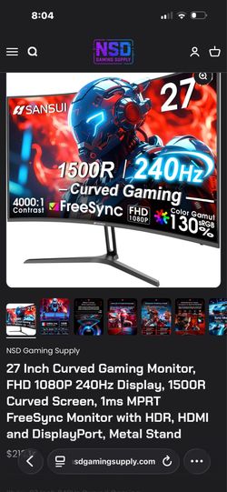 Gaming curved monitor