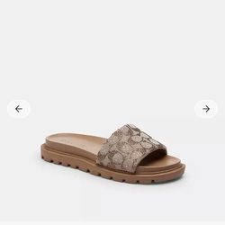 Coach brynn Slide Sandal In Crystal Signature Jacquard