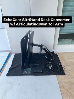 EchoGear Sit-Stand Desk Converter with Articulating Monitor Arm (PickUp Today)