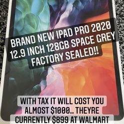 APPLE IPAD PRO 12.9 INCH 128gb SPACE GREY BRAND NEW AND FACTORY SEALED.. I WILL NOT LEAVE UNTIL YOU OPEN AND TEST IT AND SET IT UP 