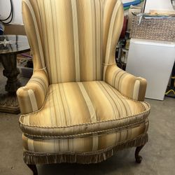 Custom Silk And Mohair Wingback Chair 