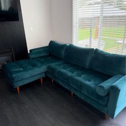 Stanton Sofa with Reversible Chaise – Vintage Jewel (Dark Teal)